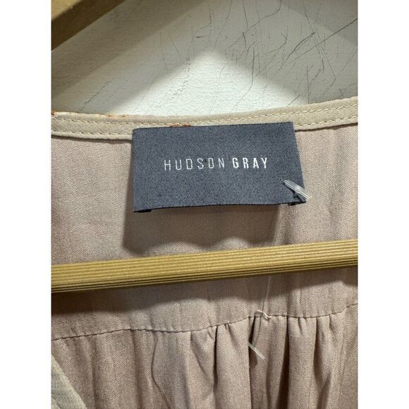 Hudson Gray Taupe Floral Wrap Mini Dress Medium - Picture 2 of 8